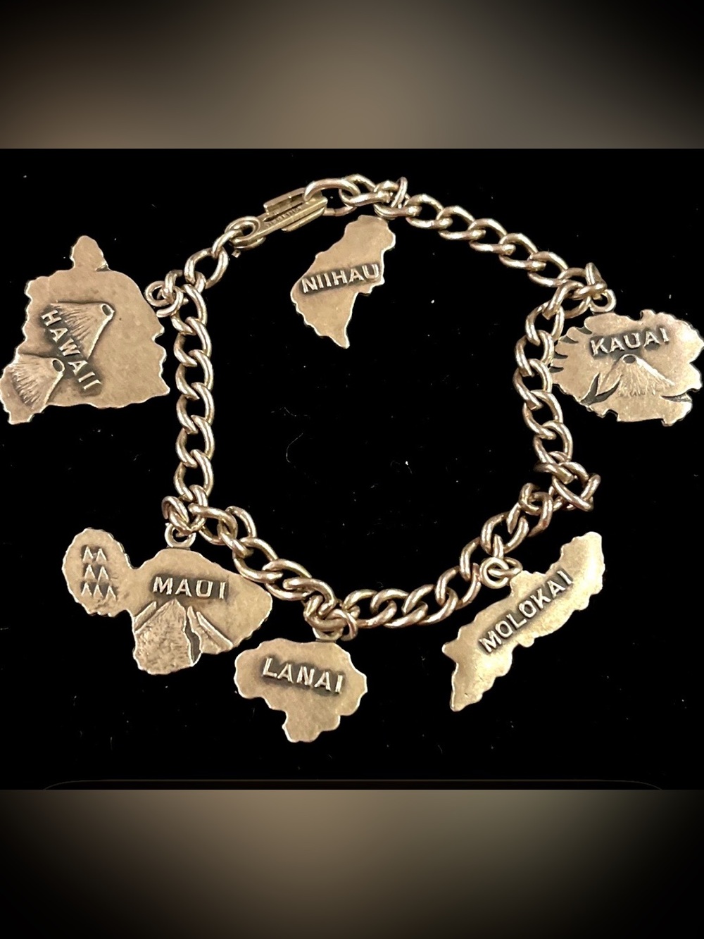 Vintage 1940s-1960s Sterling Silver  Hawaiian Islands Charm Bracelet - Picture 9 of 12